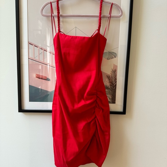 J. Crew Collection Red Ruched Dress - Picture 1 of 10